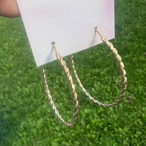 Twisted Gold Hoops 2 inch - Picture 2 of 2
